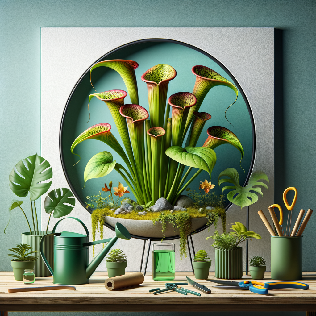 Vibrant Pitcher Plant exemplifying ideal house plant care and indoor gardening tips, showcasing best practices for Pitcher Plant maintenance in a stylish home setting.